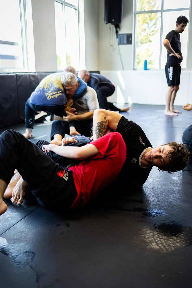No-gi rolling during seminar at Oregon Jiu Jitsu Lab