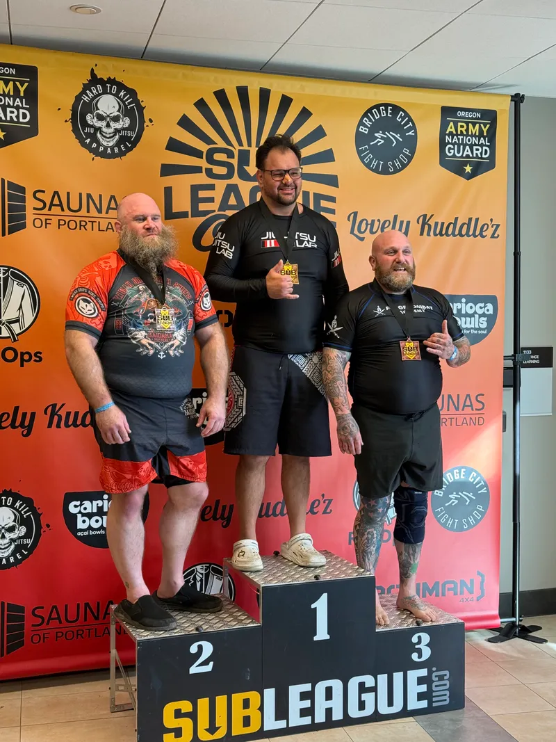 Oregon Jiu Jitsu Lab competitors on SubLeague podium